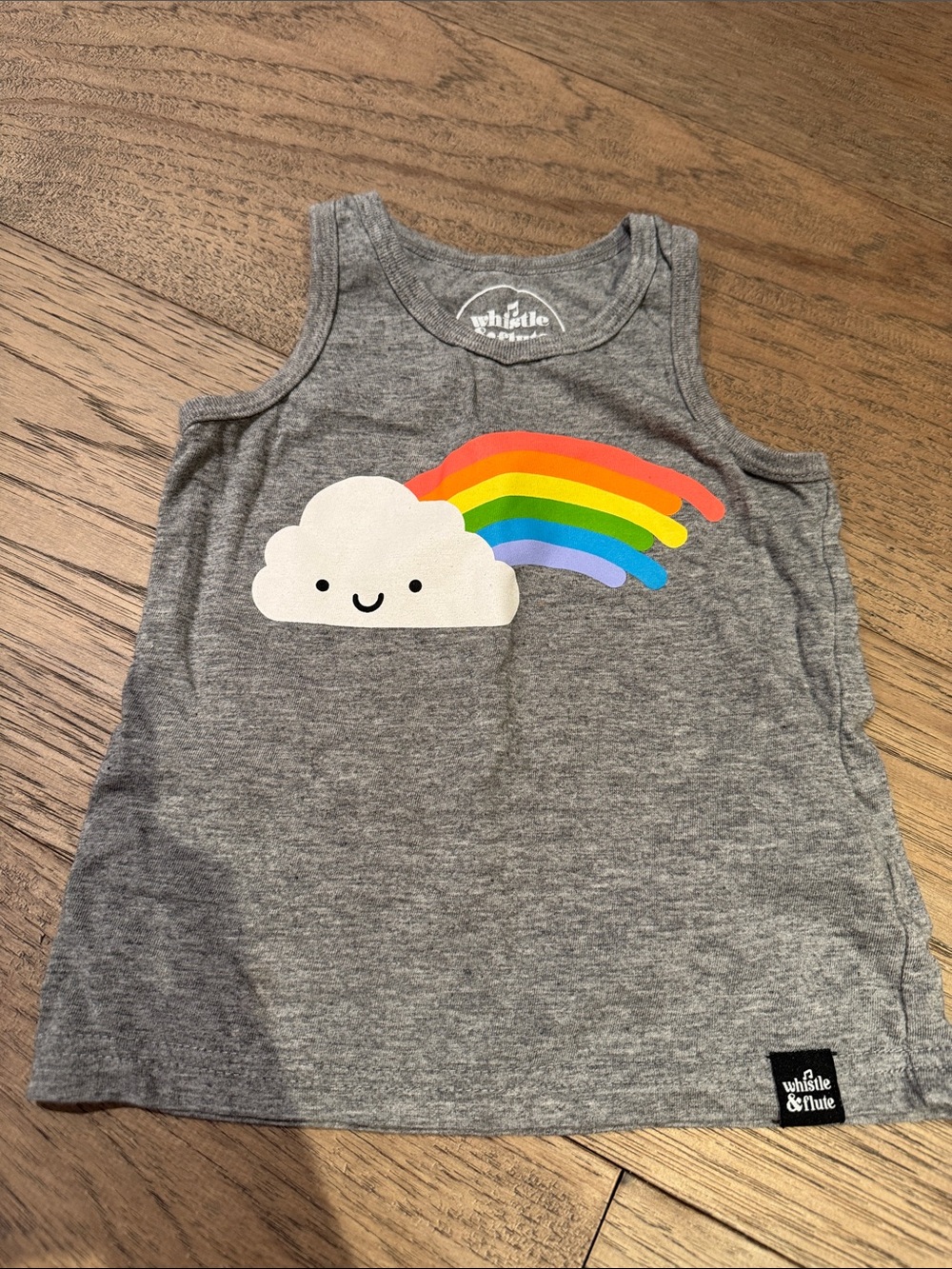 whistle & flute Grey Tank with Rainbow Cloud Graphic - Kids